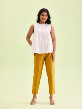 Load image into Gallery viewer, Go Colors Mustard Poly Modal Metallic Pants
