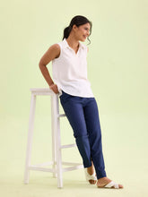 Load image into Gallery viewer, Go Colors Navy Poly Modal Metallic Pants

