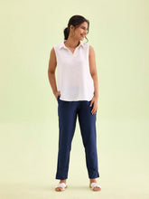 Load image into Gallery viewer, Go Colors Navy Poly Modal Metallic Pants
