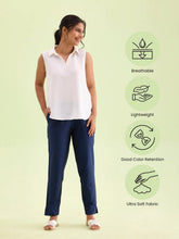 Load image into Gallery viewer, Go Colors Navy Poly Modal Metallic Pants
