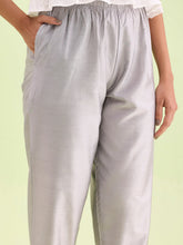 Load image into Gallery viewer, Go Colors Silver Poly Modal Metallic Pants
