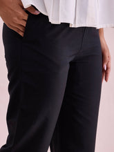 Load image into Gallery viewer, Go Colors Black Poly Modal Cropped Metallic Pants
