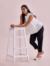 Load image into Gallery viewer, Go Colors Black Poly Modal Cropped Metallic Pants
