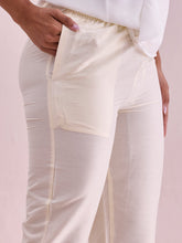 Load image into Gallery viewer, Go Colors Cream Poly Modal Cropped Metallic Pants
