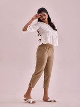 Load image into Gallery viewer, Go Colors Gold Poly Modal Cropped Metallic Pants
