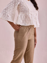Load image into Gallery viewer, Go Colors Gold Poly Modal Cropped Metallic Pants
