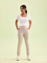 Load image into Gallery viewer, Go Colors Beige Poly Stretch Suede Tregging
