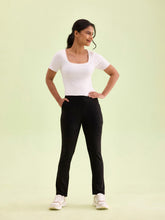 Load image into Gallery viewer, Go Colors Black Poly Stretch Suede Tregging
