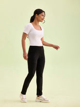 Load image into Gallery viewer, Go Colors Black Poly Stretch Suede Tregging
