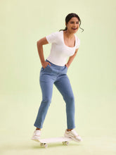 Load image into Gallery viewer, Go Colors Dark Jean Poly Stretch Suede Tregging
