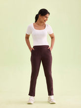 Load image into Gallery viewer, Go Colors Dark Wine Poly Stretch Suede Tregging

