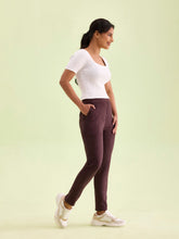 Load image into Gallery viewer, Go Colors Dark Wine Poly Stretch Suede Tregging
