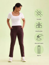 Load image into Gallery viewer, Go Colors Dark Wine Poly Stretch Suede Tregging
