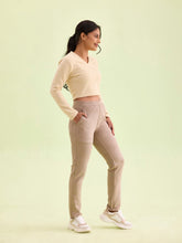 Load image into Gallery viewer, Go Colors Light Brown Poly Stretch Suede Tregging
