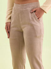 Load image into Gallery viewer, Go Colors Light Brown Poly Stretch Suede Tregging
