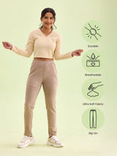 Load image into Gallery viewer, Go Colors Light Brown Poly Stretch Suede Tregging
