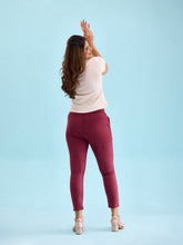 Load image into Gallery viewer, Go Colors Maroon Poly Stretch Suede Tregging
