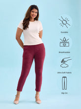 Load image into Gallery viewer, Go Colors Maroon Poly Stretch Suede Tregging
