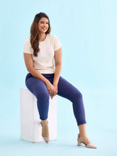 Load image into Gallery viewer, Go Colors Navy Poly Stretch Suede Tregging
