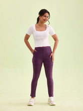 Load image into Gallery viewer, Go Colors Purple Poly Stretch Suede Tregging
