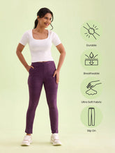 Load image into Gallery viewer, Go Colors Purple Poly Stretch Suede Tregging

