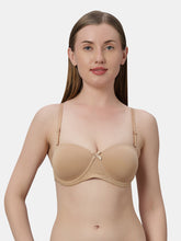 Load image into Gallery viewer, Sonari Heavily Padded Wired Cotton-Spandex Medium Coverage Multiway Fashion Bra with Detachable Transparent Straps – MAGICA
