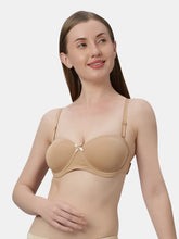 Load image into Gallery viewer, Sonari Heavily Padded Wired Cotton-Spandex Medium Coverage Multiway Fashion Bra with Detachable Transparent Straps – MAGICA
