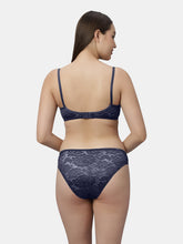 Load image into Gallery viewer, Sonari Nylon Lace Romantic Lingerie Set with Non-Padded Wirefree Medium Coverage Bra and Full Coverage Lace Panty – MEERA
