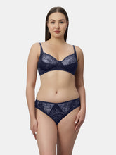 Load image into Gallery viewer, Sonari Nylon Lace Romantic Lingerie Set with Non-Padded Wirefree Medium Coverage Bra and Full Coverage Lace Panty – MEERA
