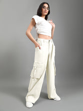 Load image into Gallery viewer, Go Colors Cream Cargo Pants
