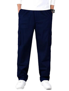 Romano nx Cotton Casual Cargo Track Pant for Men- Lower with Multi-Pockets & Side Zipper Pockets Navy Blue