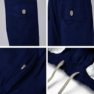 Romano nx Cotton Casual Cargo Track Pant for Men- Lower with Multi-Pockets & Side Zipper Pockets Navy Blue