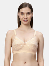 Load image into Gallery viewer, Sonari Pure Cotton Lightweight Moulded Medium Coverage Non Padded Embroidered Bra with U-Back and Hook Closure – CIELO
