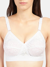 Load image into Gallery viewer, Sonari Non-Padded Wirefree Pure Cotton Full Coverage Embroidered Bra with Adjustable Straps – CELINA
