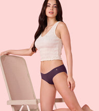 Load image into Gallery viewer, Enamor PB40 Innovations Invisi, All Day Comfort, Low Waist Bikini Panty for Women - No Visible Panty Lines, Sweat wicking, Free Cut, Regular Coverage -  Pack of 1 (Grape Wine)

