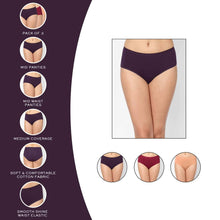 Load image into Gallery viewer, Wacoal Cotton Mid Waist Medium Coverage Everyday Wear Pack of 3  Midi Panty PI03I05
