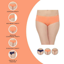 Load image into Gallery viewer, Wacoal Cotton Mid Waist Medium Coverage Everyday Wear Pack of 3  Hipster Panty PI03H04
