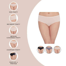 Load image into Gallery viewer, Wacoal Cotton Mid Waist Medium Coverage Everyday Wear Pack of 3  Midi Panty PI03I05
