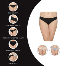 Load image into Gallery viewer, Wacoal Quick Dry Low Waist Medium Coverage Everyday Wear Pack of 3 Bikini Panty PI03K07
