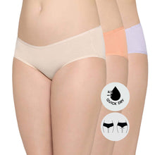 Load image into Gallery viewer, Wacoal Quick Dry Mid Waist Medium Coverage Everyday Wear Pack of 3 Hipster Panty PI03L08
