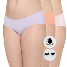 Load image into Gallery viewer, Wacoal Quick Dry Mid Waist Medium Coverage Everyday Wear Pack of 3 Hipster Panty PI03L08
