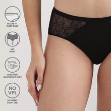 Load image into Gallery viewer, Wacoal Women’s BASICS Zoe Mid-waist Medium Coverage  Everyday wear Hipster Panty-Black PI03P03
