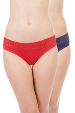 Load image into Gallery viewer, Amante Lace Bikini Panty Red &amp; Navy (Pack of 2) 45001

