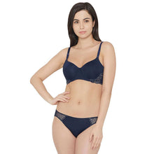 Load image into Gallery viewer, Wacoal Love to Lace  Padded Wired  3/4th Cup Everyday Wear Medium coverage T-Shirt Bra - Navy Blue SB3228
