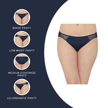 Load image into Gallery viewer, Wacoal Love to Lace  Mid Waist Medium Coverage Everyday Wear Bikini Panty - Navy Blue SU3228
