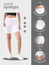 Load image into Gallery viewer, Go Colors White Cotton Stretch Cycling Shorts
