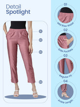 Load image into Gallery viewer, Go Colors Dark Rose Poly Modal Metallic Pants
