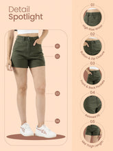 Load image into Gallery viewer, Go Colors Olive Green Cotton Twill Shorts
