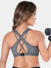 Load image into Gallery viewer, Sonari Padded Wirefree Nylon Blend Full Coverage Sports Bra with Removable Pads and Hook Closure – TRACKER
