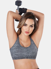 Load image into Gallery viewer, Sonari Padded Wirefree Nylon Blend Full Coverage Sports Bra with Removable Pads and Hook Closure – TRACKER
